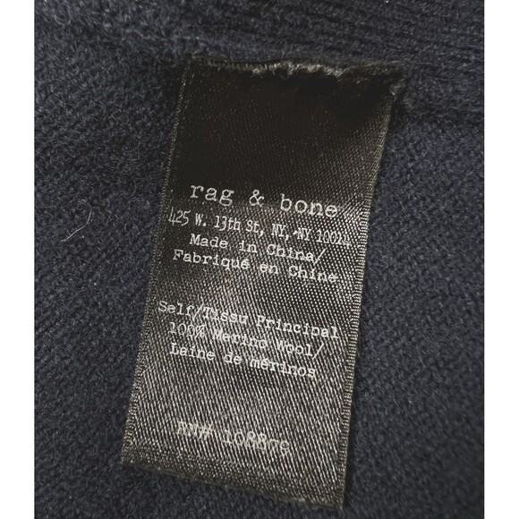 Rag & Bone Merino Wool Crewneck Sweater Arm Lt Color Block Size Medium Navy Blue - Picture 4 of 13
